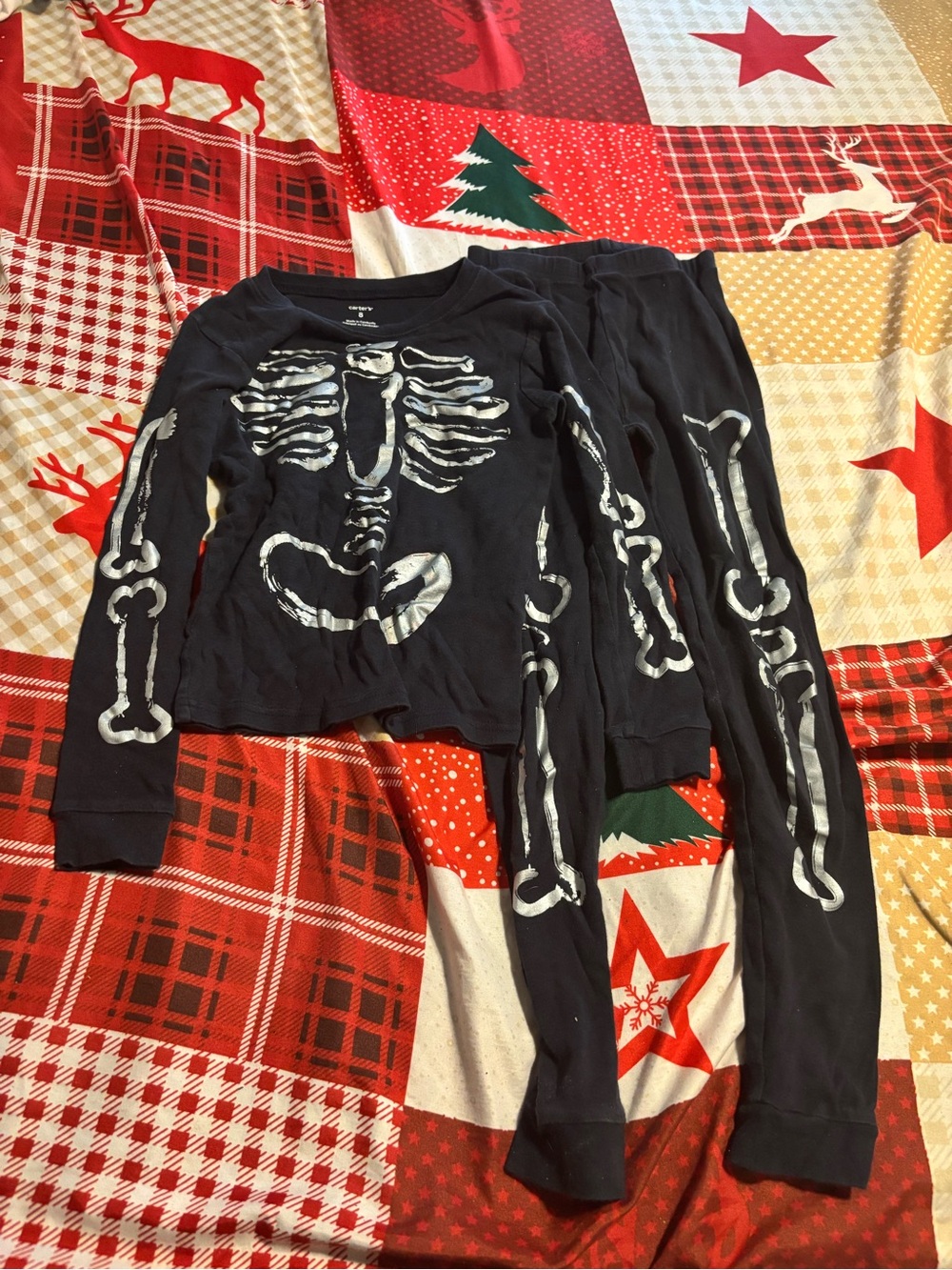 Carter's Navy Blue Skeleton Pajama Set
